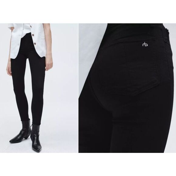 Rag & Bone Nina High Rise Skinny Jeans Black Flexi Stretch Size 27 - Picture 1 of 14